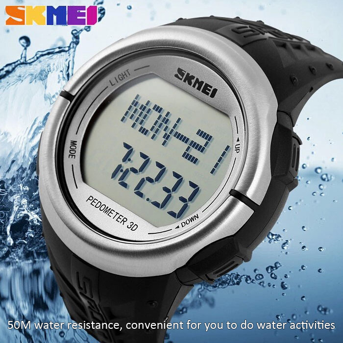 SKMEI 1058 Heart Rate Sports LED Watch with Pedometer Function Water Resistance Wristwatch