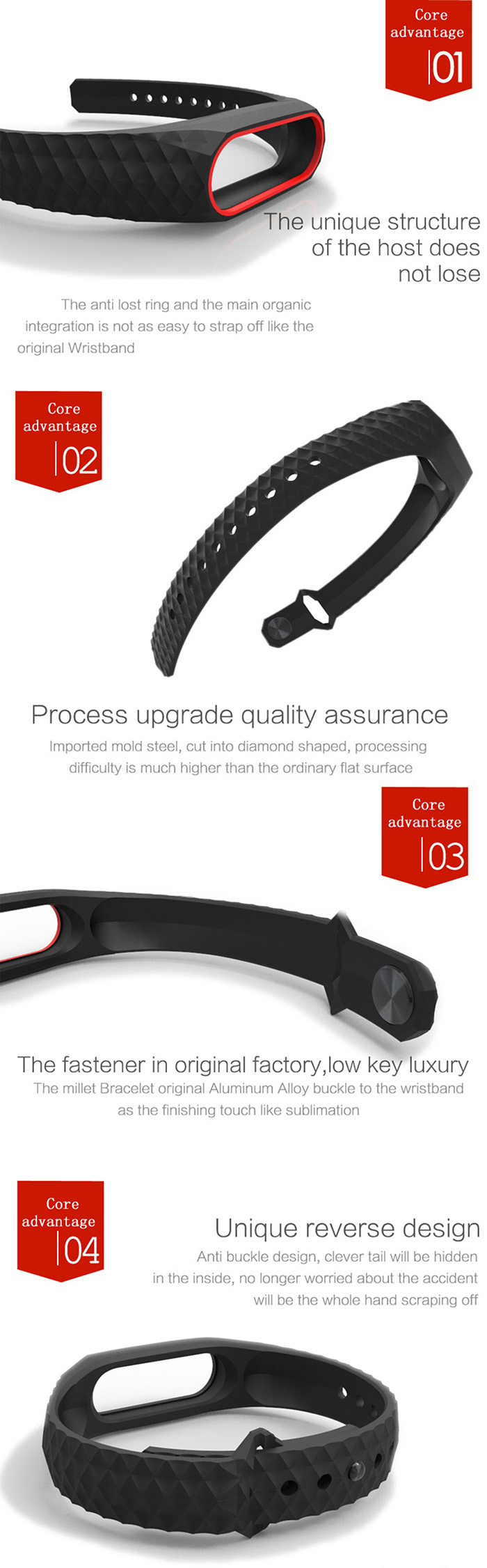Soft TPU Replacement Wristband Watch Strap for Xiaomi Mi Band 2 Smart Bracelet