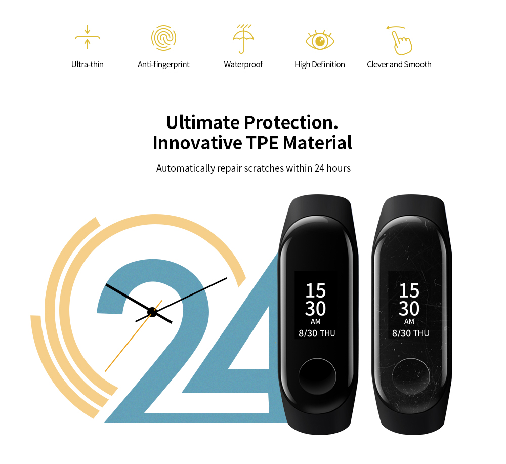 Clear Screen Protector Protective Film Guard for Xiaomi Mi Band 3 Watch 2pcs